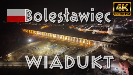 🇵🇱 Bolesławiec nocą. Wiadukt kolejowy 4K